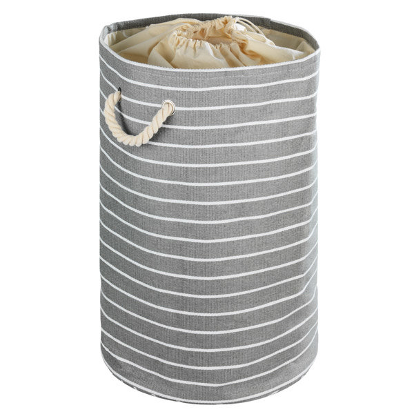 WENKO Grey Laundry Sorter Bin With 3 Compartments & Lid - 116 Liter Capacity, 4 Castors, Handles For Easy Moving