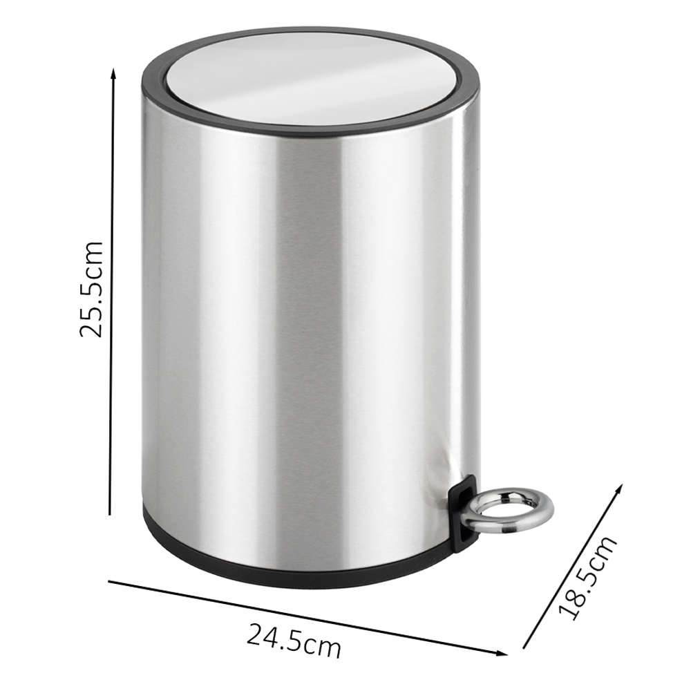 Wenko Monza 3 Litre Pedal Bin - Stainless Steel