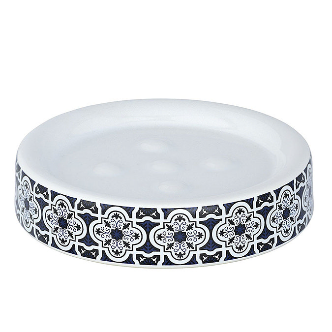 Wenko Murcia Blue Ceramic Soap Dish - 23202100 Profile Large Image