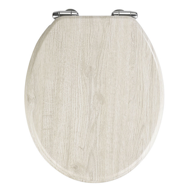 Wenko Oak Grey MDF Soft Close Toilet Seat At Victorian Plumbing