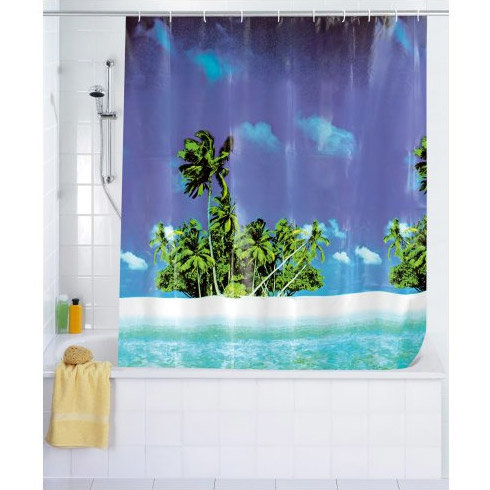 Wenko Palm Beach PEVA Shower Curtain - W1800 x H2000mm - 19101100 Large Image