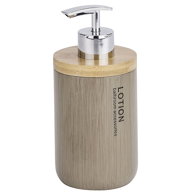 Wenko Palo Taupe Polyresin / Bamboo Soap Dispenser  Large Image