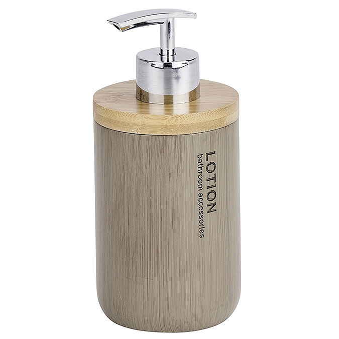 Wenko Palo Taupe Polyresin / Bamboo Soap Dispenser Large Image