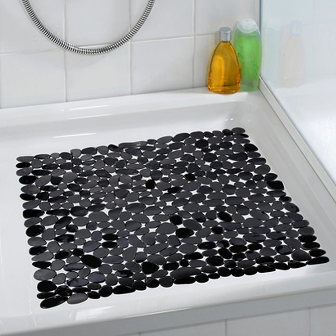 Wenko Paradise 54 x 54cm Shower Mat - Black - 20275100 Profile Large Image