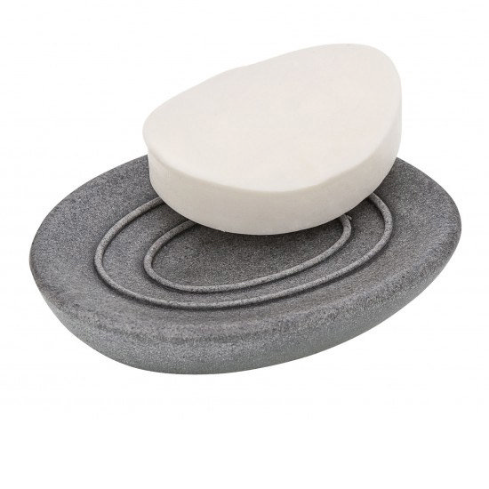 Wenko Pebble Stone Grey Soap Dish - 19491100 Profile Large Image