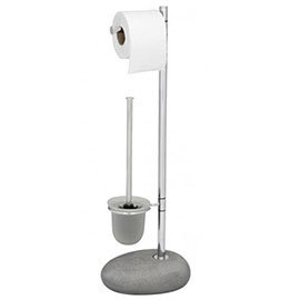 Wenko Pebble Stone Grey Standing WC Set - 19494100 Medium Image