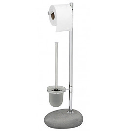 Wenko Pebble Stone Grey Standing WC Set - 19494100 Large Image