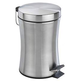 Wenko Pieno 3 Litre Pedal Bin - Stainless Steel - 18957100 Large Image