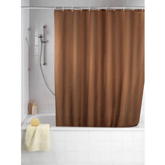 Wenko Plain Chocolate Polyester Shower Curtain - W1800 x H2000mm - 20036100 Large Image