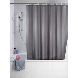 Wenko Plain Grey Polyester Shower Curtain - W1800 x H2000mm - 20044100 Medium Image