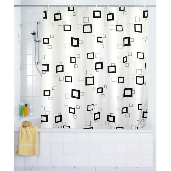 Wenko Quadro Polyester Shower Curtain - W1800 x H2000mm - 19176100 Large Image
