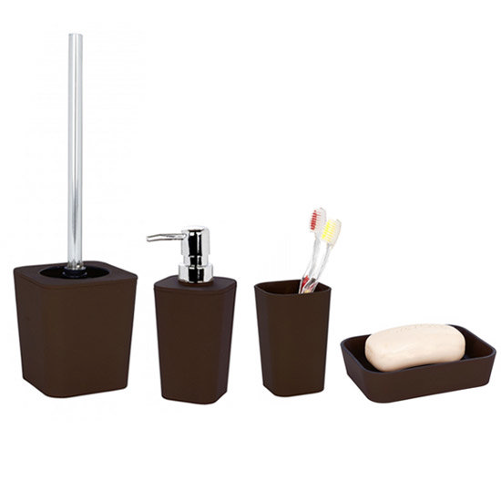 Wenko Rainbow Ceramic Bathroom Accessories Set - Brown Large Image