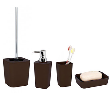 Wenko Rainbow Ceramic Bathroom Accessories Set - Brown Profile Large Image