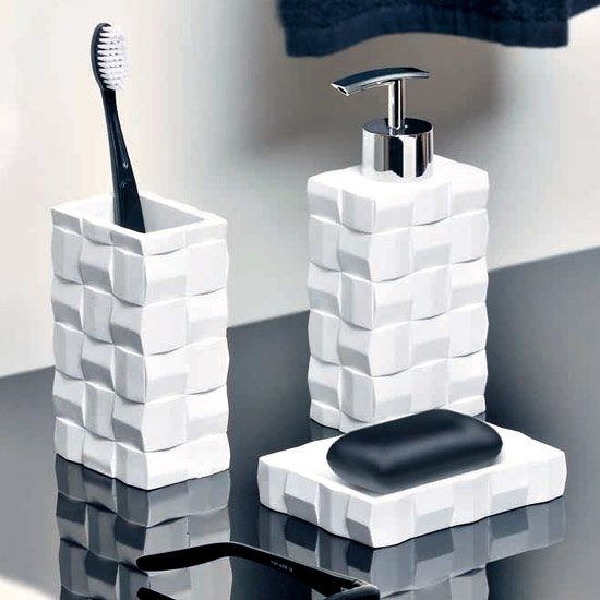 Wenko Relief Bath Accessories Set - White Large Image