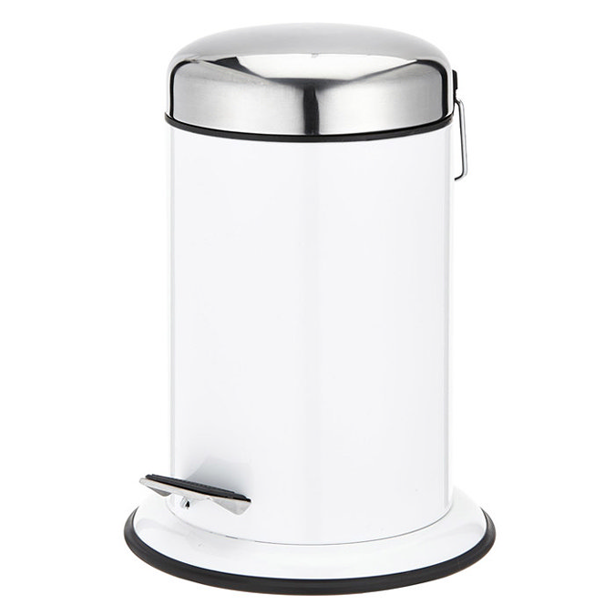 Wenko - Retoro 3 Litre Cosmetic Pedal Bin - Stainless Steel - White - 17901100 Large Image
