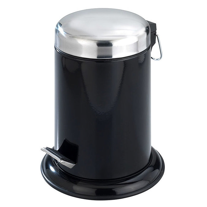 Wenko - Retoro 3 Litre Cosmetic Pedal Bin - Stainless Steel - Black - 17902100 Large Image