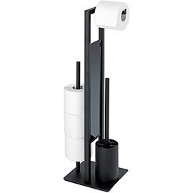 Wenko Rivalta Black Free Standing Toilet Brush + Roll Holder - 23708100 Medium Image