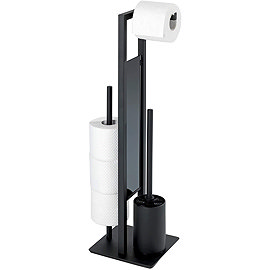 Wenko Rivalta Black Free Standing Toilet Brush + Roll Holder - 23708100 Large Image