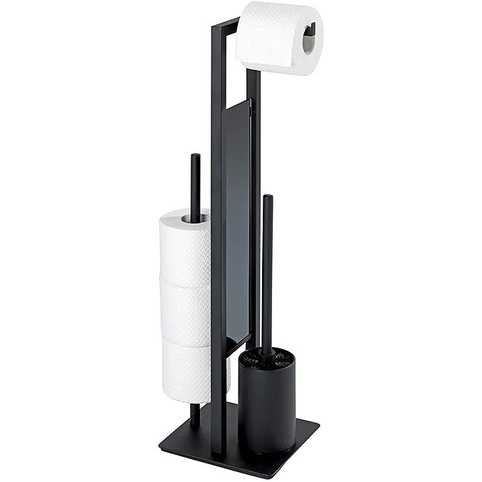 Wenko Rivalta Black Free Standing Toilet Brush + Roll Holder - 23708100 Large Image