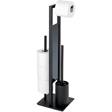 Wenko Rivalta Black Free Standing Toilet Brush + Roll Holder - 23708100  Profile Large Image