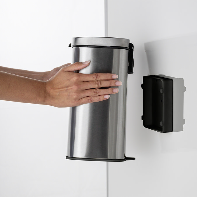 Wenko Sare Wall Mounted 5L Bin - Matt Stainless Steel