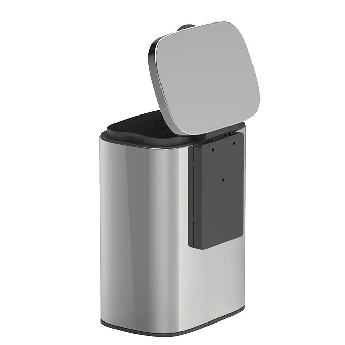 Wenko Sare Wall Mounted 5L Bin - Shiny Stainless Steel