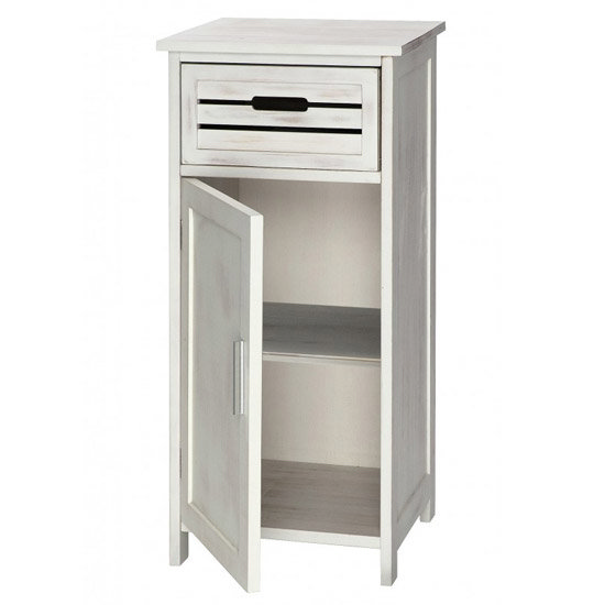 Wenko Scandi Cupboard w/ Drawer & Door - Whitewash - 19793100 Profile Large Image