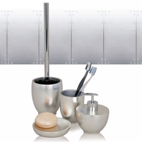 Wenko Silver Bathroom Accessories Set Profile Large Image