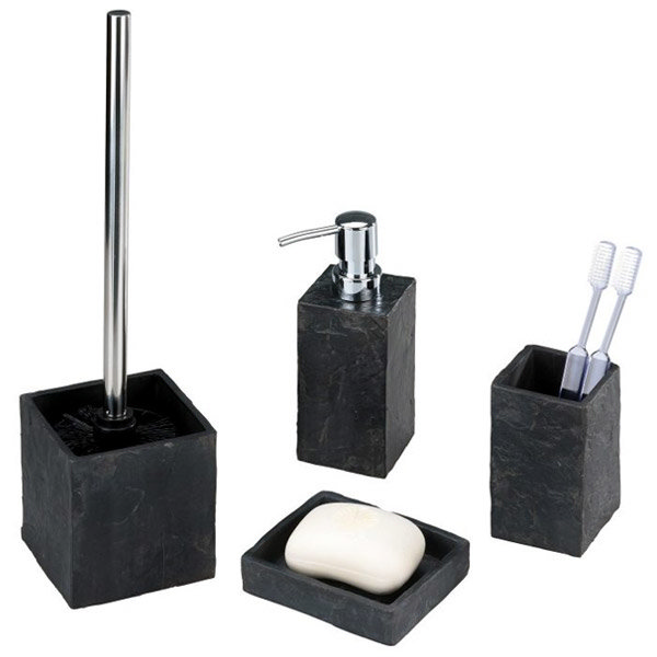 Wenko Slate Rock Bath Accessories Set at Victorian Plumbing UK