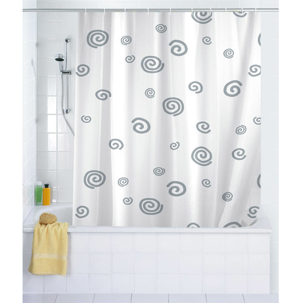 Wenko Swirl Polyester Shower Curtain - W2400 x H1800mm - 19156100 Large Image