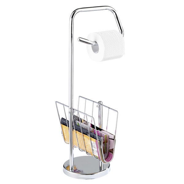 Wenko Toilet Roll Holder and News Rack - Chrome - 19654100 Large Image