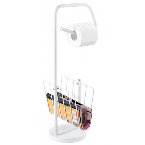 Wenko Toilet Roll Holder and News Rack - White - 19653100 Large Image