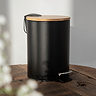 Wenko Tortona 3L Pedal Bin with Bamboo Lid - Black