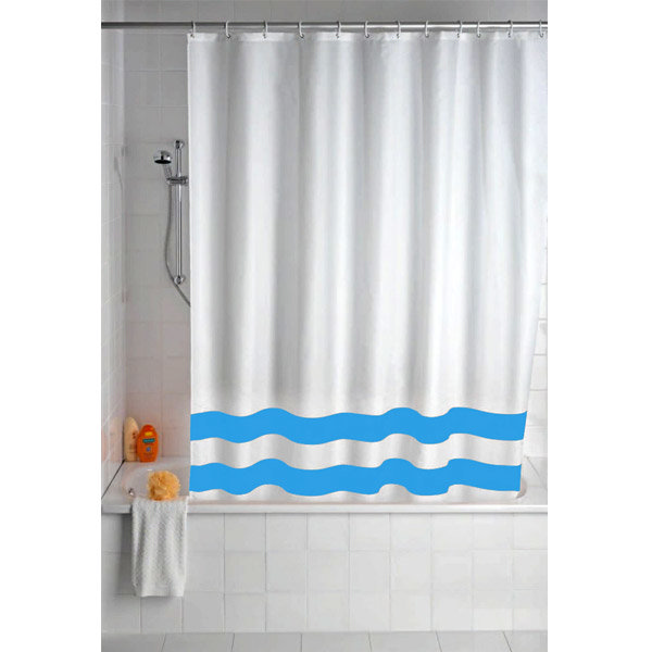 Wenko Tropic Polyester Shower Curtain - W1800 x H2000mm - Blue - 19244100 Large Image
