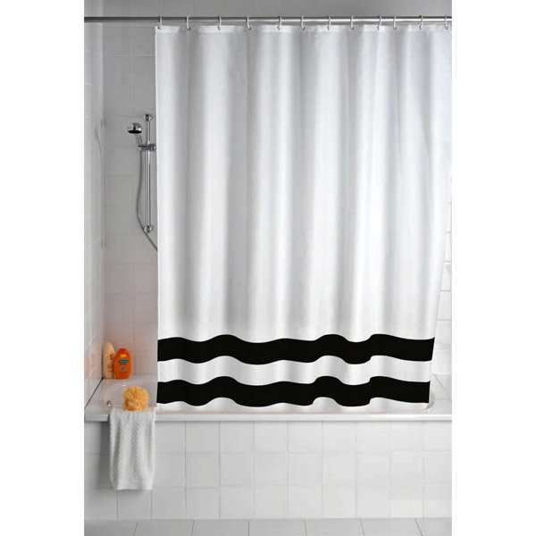 Wenko Tropic Polyester Shower Curtain - W1800 x H2000mm - Black - 19241100 Large Image