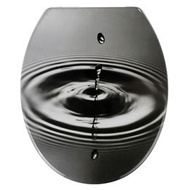 Wenko Waterdrop Grey Soft-Close Toilet Seat - 21685100 Medium Image
