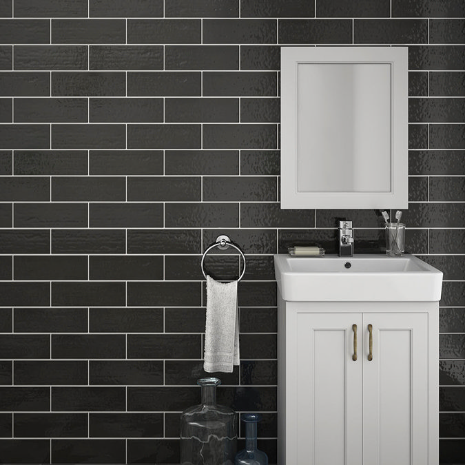 Westbury Rustic Metro Wall Tiles - Black - 30 x 10cm Large Image