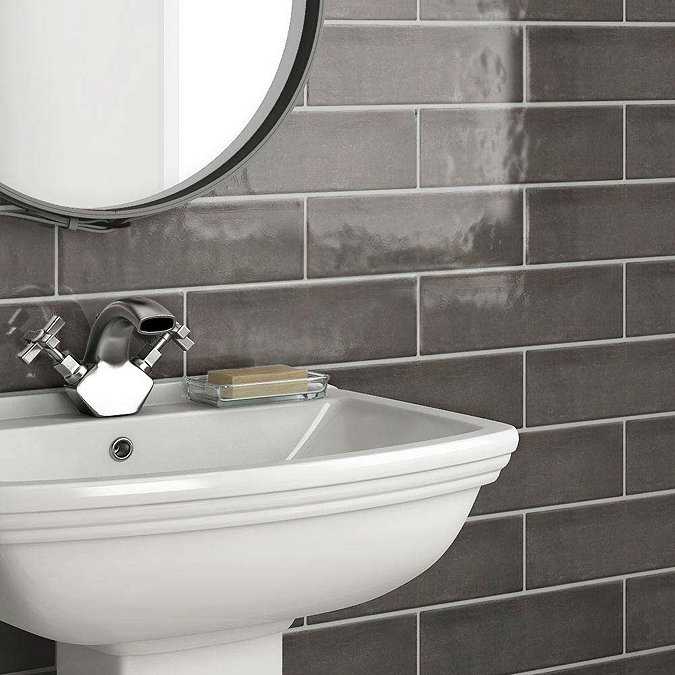 Westbury Rustic Metro Wall Tiles - Graphite - 30 x 10cm Feature Large Image