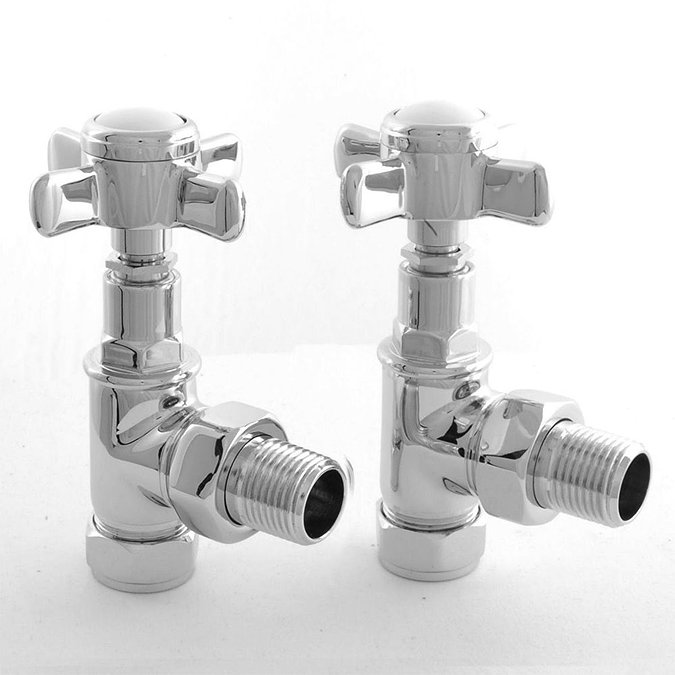 Westminster Crosshead Radiator Valves (pair) - Angled - Chrome Large Image