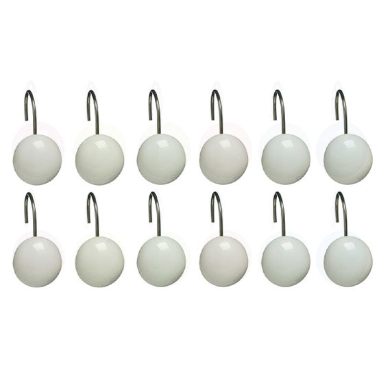 White Ceramic Shower Curtain Hooks - 1605209 Large Image