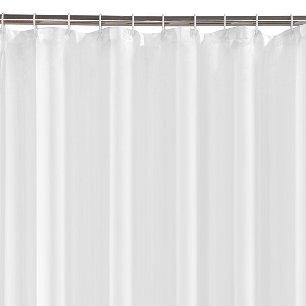 White H2000 x W1800mm Polyester Shower Curtain  Profile Large Image