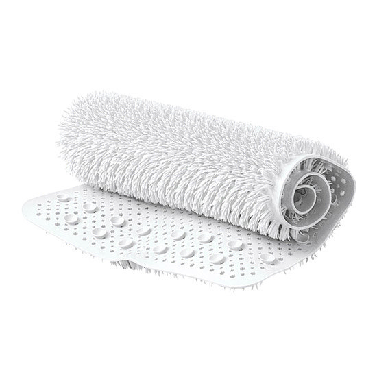 White Rubber Bath Mat w/ Soft Bristles - 640 x 370mm - 1605029 Large Image