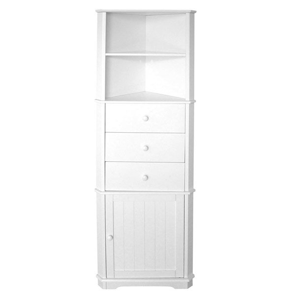 White Shelf Cupboard and Drawer Corner Unit - 241563L Large Image