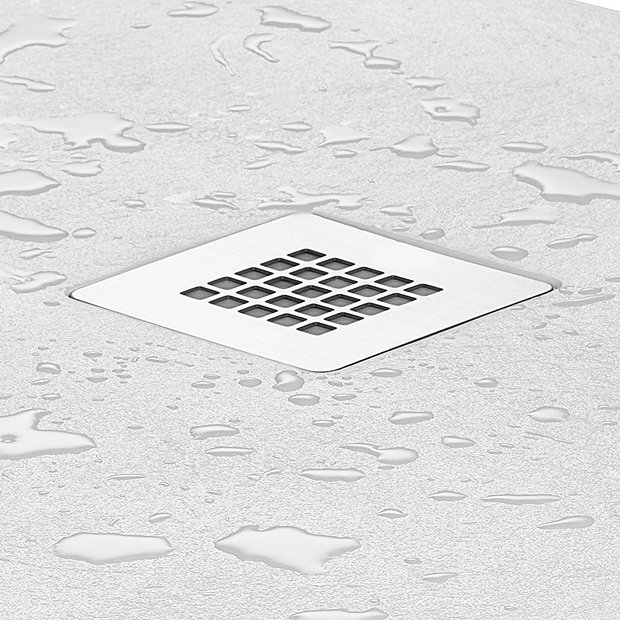 Imperia 1400 x 800mm White Slate Effect Rectangular Shower Tray + Chrome Waste  Feature Large Image