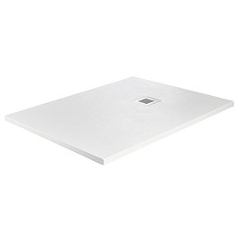 Imperia 1400 x 800mm White Slate Effect Rectangular Shower Tray + Chrome Waste Large Image