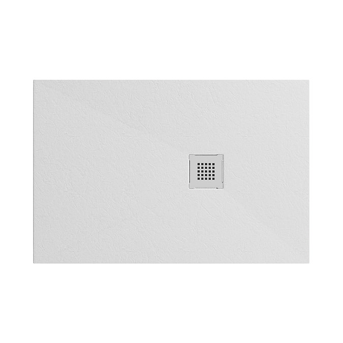 Imperia 1400 x 900mm White Slate Effect Rectangular Shower Tray with Chrome Waste