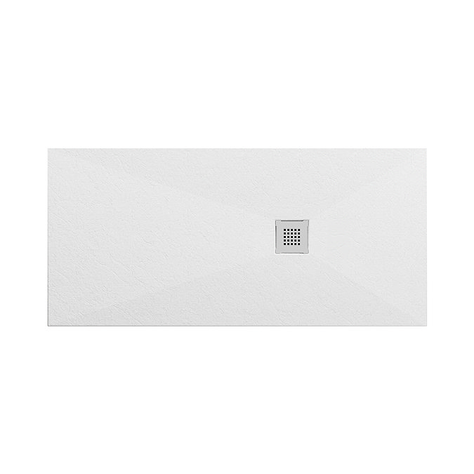 Imperia 1600 x 900mm White Slate Effect Rectangular Shower Tray with Chrome Waste