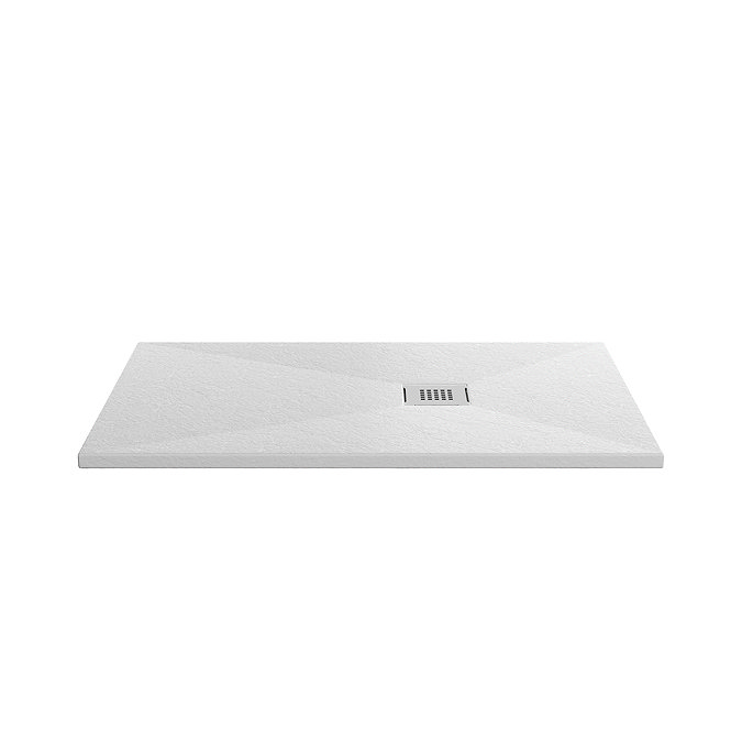 Imperia 1200 x 800mm White Slate Effect Rectangular Shower Tray with Chrome Waste