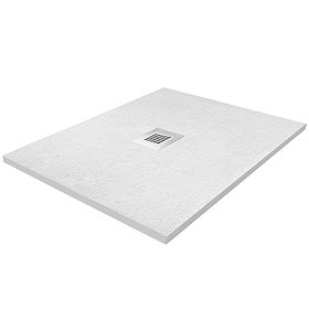 Imperia 800 x 800mm White Slate Effect Square Shower Tray + Chrome Waste Large Image