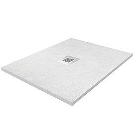 Imperia 900 x 900mm White Slate Effect Square Shower Tray + Chrome Waste Large Image